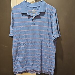 St. John's Bay Blue and Pink Striped Polo Shirt
